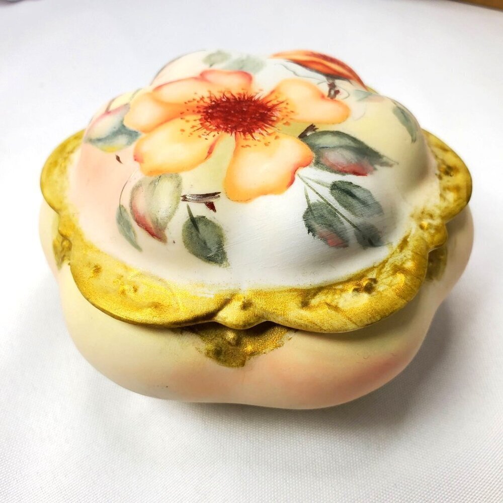 VTG Hand-Painted Cricket Jewelry Box Lidded Porcelain Trinket Box By L. Gibson - Picture 11 of 16